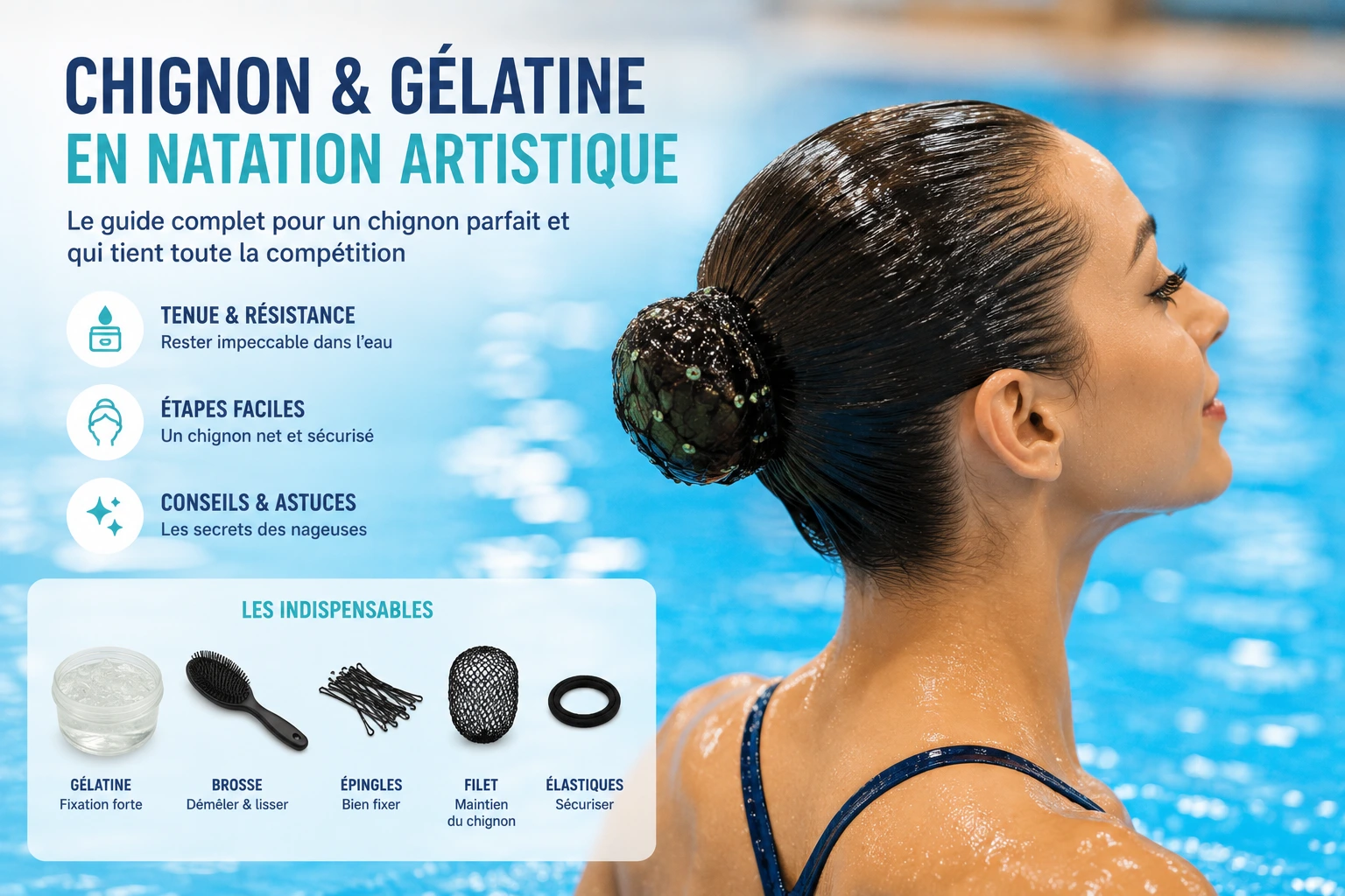 Chignon gélatine natation artistique : technique complète pour tenir dans l'eau